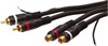 Cble 2 RCA mle vers 2 RCA femelle + fil chassis, contact plaqu OR, 2.5m