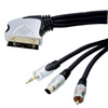 Câble péritel vers S-Vidéo + RCA + Jack 3.5mm stéréo, double blindage, haute qualité, 2.5m