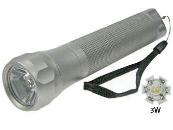 Lampe-torche LED - 3w - botier aluminium, cliquez pour agrandir 