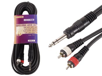 Cable Professionnel Audio, 2 X Rca Male Vers Jack Stereo 6.3mm (6m), cliquez pour agrandir 