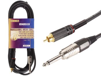 Cable Professionnel Audio, Rca Male Vers Jack Mono 6.3mm (5m), cliquez pour agrandir 