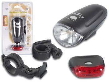 Ensemble 3 en 1 - phare avant (halogne/LED) + feu arriere - 5 LEDs rouges superclaires, cliquez pour agrandir 