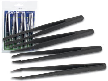 Ensemble de 4 brucelles non-conductrices, cliquez pour agrandir