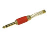 Fiche Jack 6.35mm Mono Mâle, Doré Rouge avec Capot Plastique