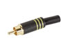 Fiche RCA Male - Dorée - Boitier Metallique Noir - Jaune
